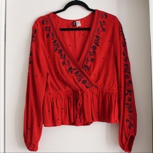 Red H&M Embroidered Blouse!